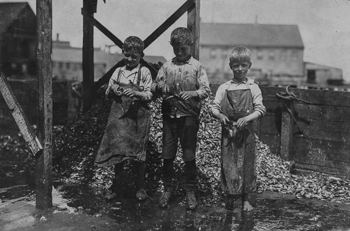 Юные работники рыбных заводов США в начале XX века (23 фото)